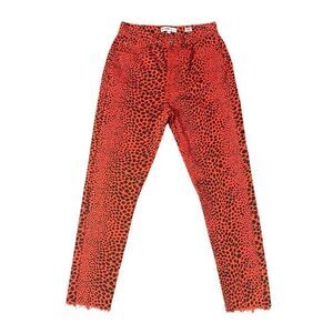 RE/DONE HR Ankle Crop Jeans, Spotted Animal Cheetah in Flame, Size 26. NWT!